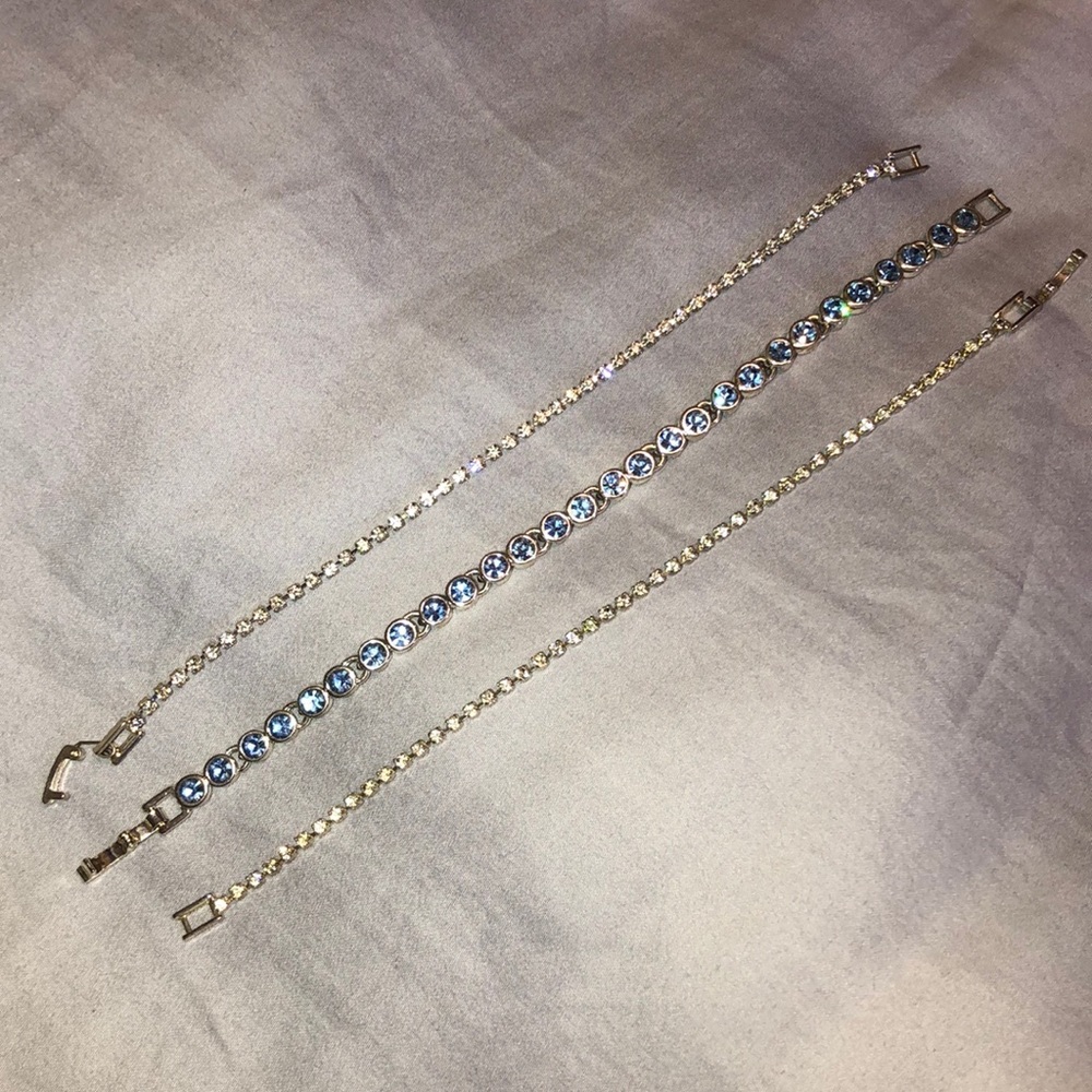 Perfect for WEDDING! Three 7” Rhinestone Bracelets
